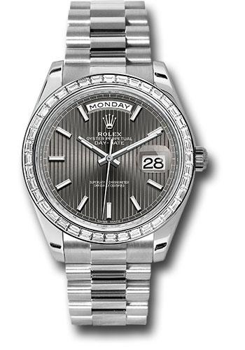 Rolex 950 Platinum Day-Date 40 Watch - Bezel - Dark Rhodium Index Dial - President Bracelet - 228396TBR drsmip