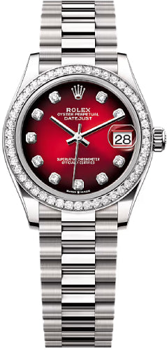 Rolex Datejust 31 White Gold Red Ombré Diamond Set Dial Diamond Set Bezel President Bracelet - 278289RBR - 2025